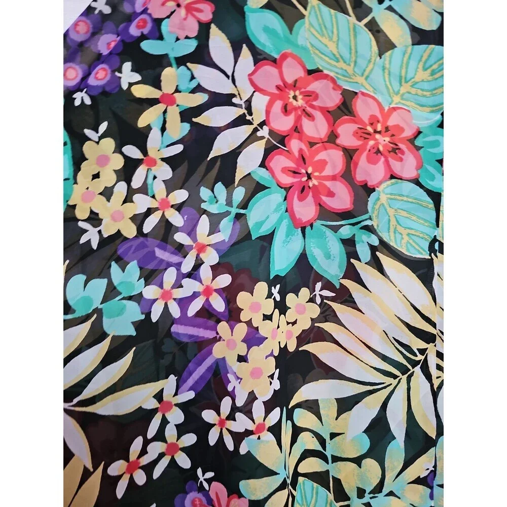 Blair Womans Plus Size 3XL Sheer Top Tropical Floral Swim Cover Up